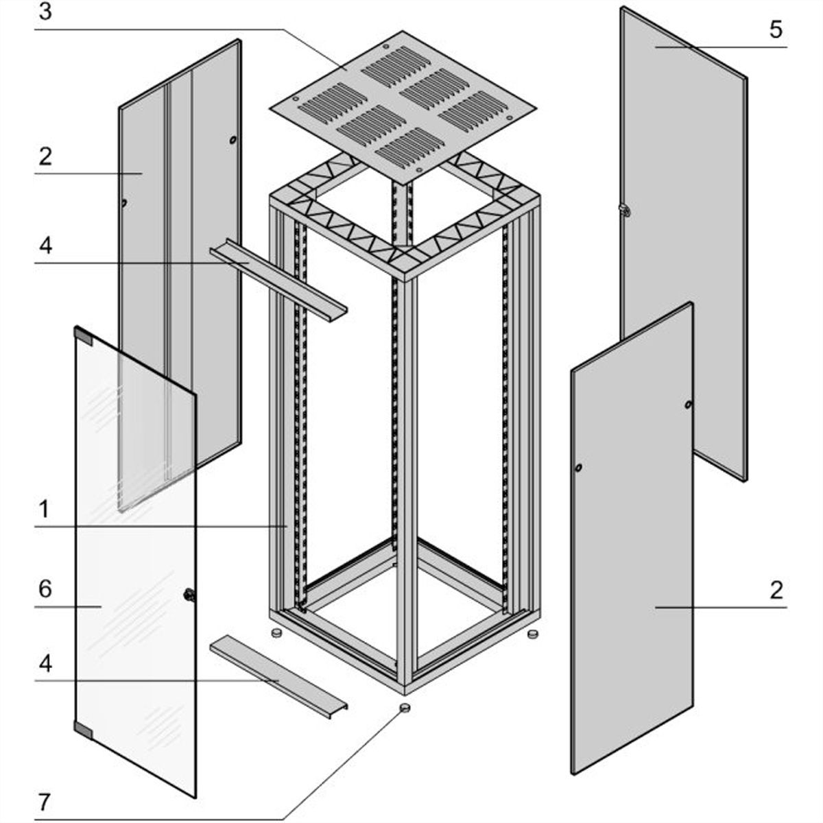 SCHROFF 19"-Schrank mit Front- und Rücktür - EUROR.19"43HE 600B 600T