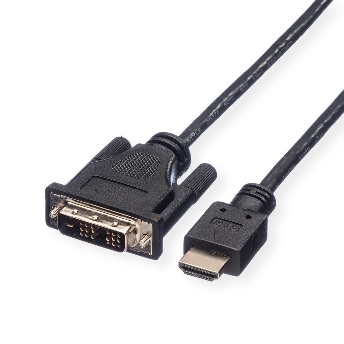 ROLINE Câble de raccordement pour écran DVI (18+1) M /HDMI M, noir, 2 m
