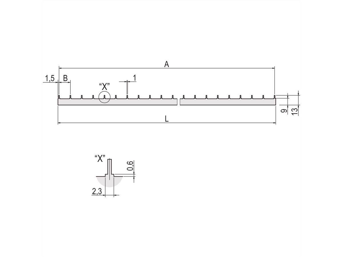 SCHROFF Leiterplatten-Stromschienen - LP-SCHIENE 1POL.5TE L337,2MM