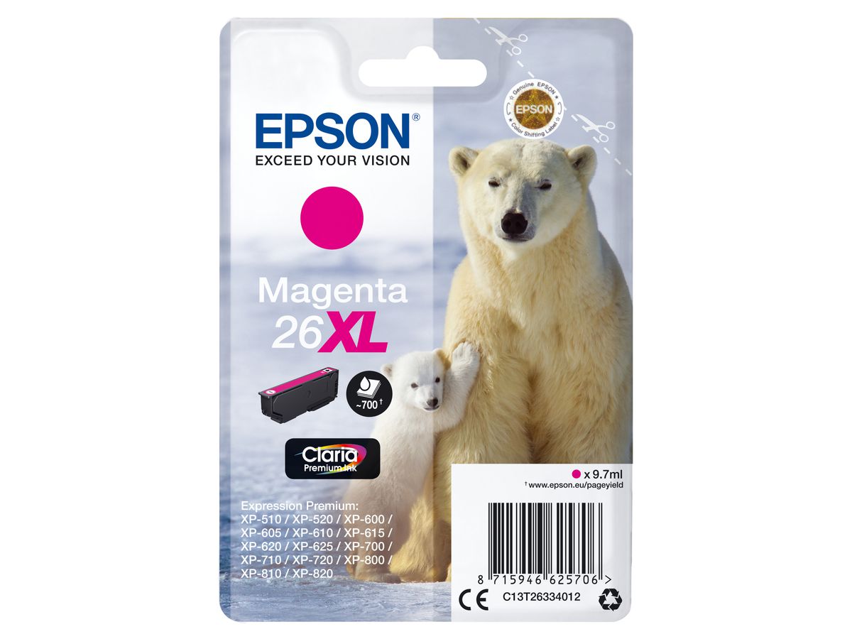Epson Singlepack Magenta 26XL Claria Premium Ink