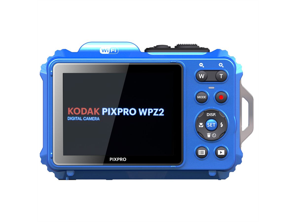 Kodak Caméra sous-marine WPZ2  bleu, zoom optique 4x, 15m, 16MP, WiFi, vidéo HD