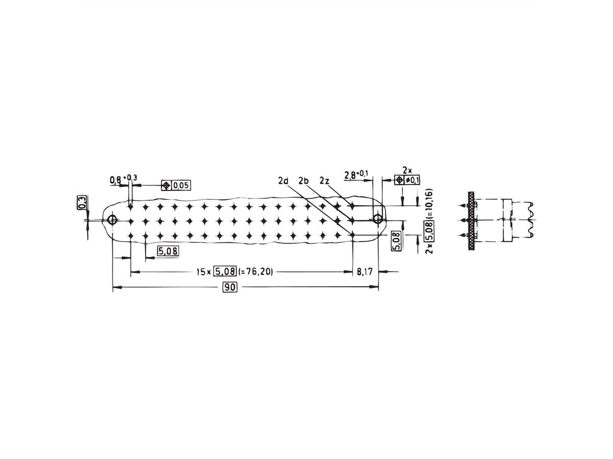 Connecteur SCHROFF de type F, EN 60603, DIN 41612, femelle, 48 contacts, œillets à souder, 9.5 mm