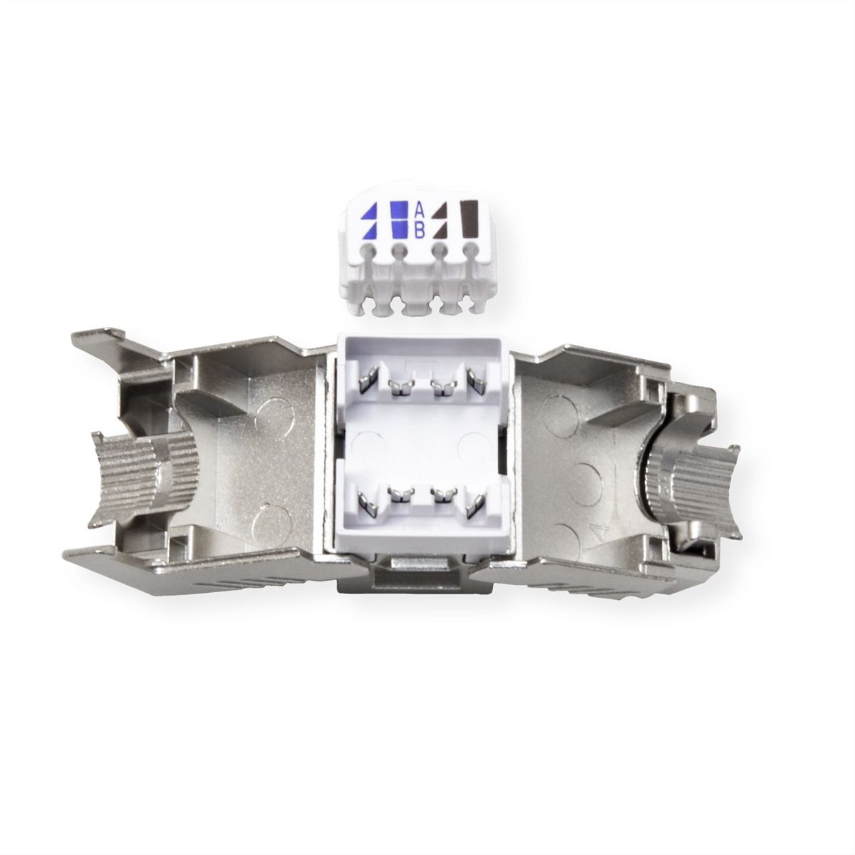 ROLINE Cat.6A (Class EA) Keystone, RJ-45, geschirmt, werkzeuglos, GHMT, silberfarben