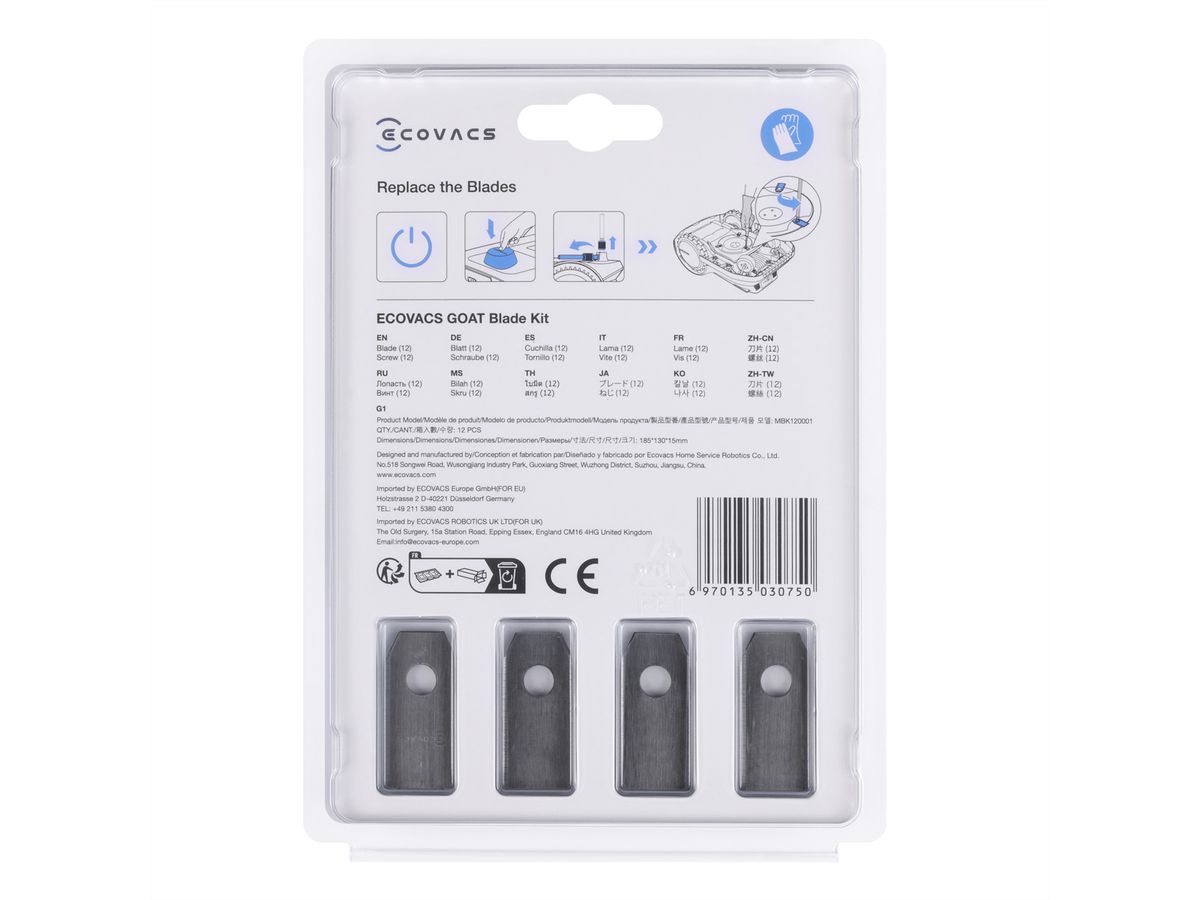 Ecovacs Ersatzmesser 12er Pack, zu Mähroboter GOAT G1