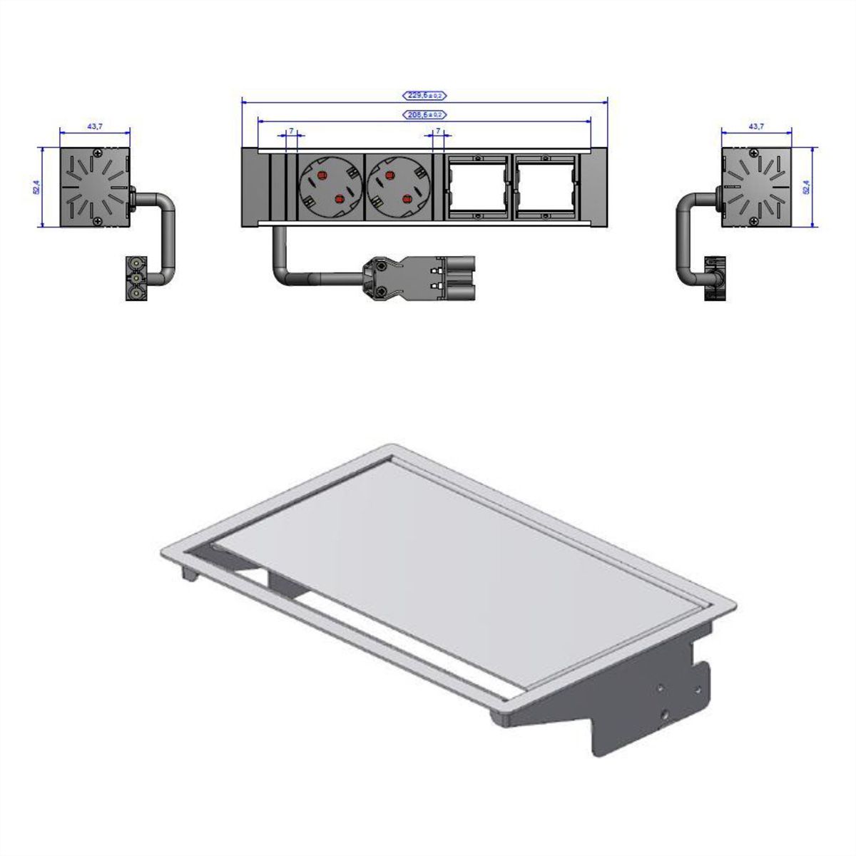 BACHMANN CONEO SET 2x contact de protection 2x ABD, argent