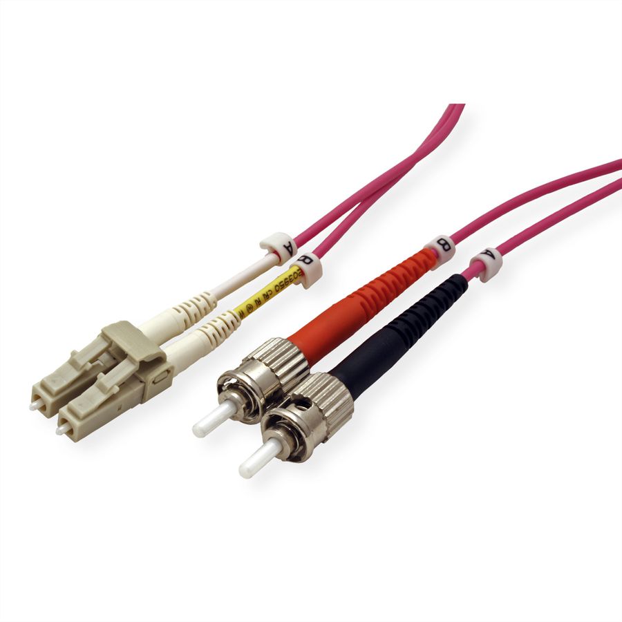 ROLINE LWL-Kabel 50/125µm OM4, LC/ST, violett, 2 m