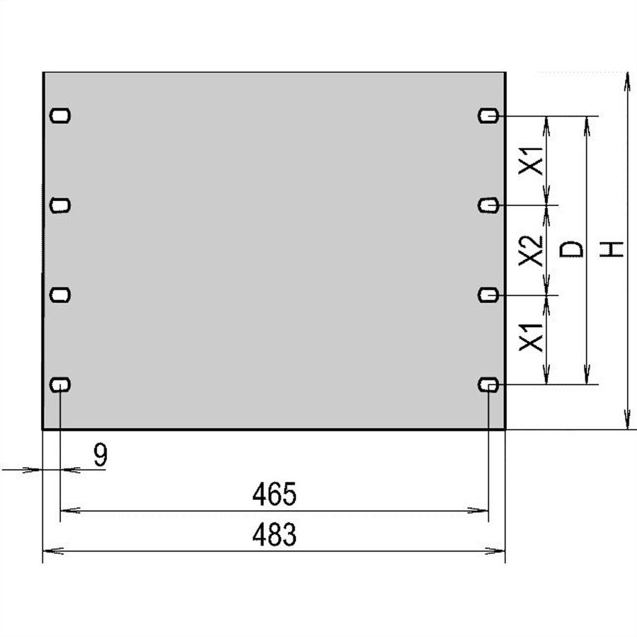 Face avant 19" SCHROFF, 10 U, 3 mm, alu, RAL 7021
