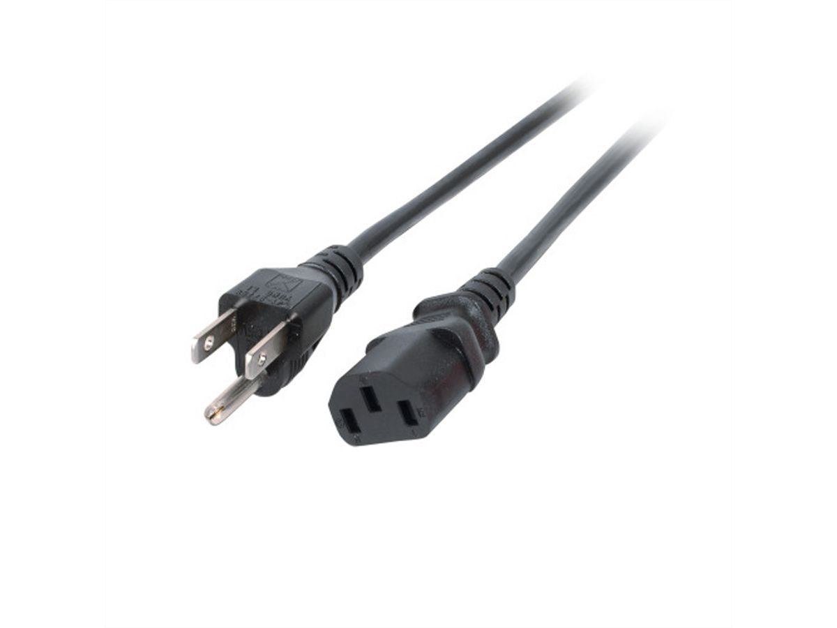 Netzkabel NEMA-5 auf C13 für USA, schwarz, 1,8 m