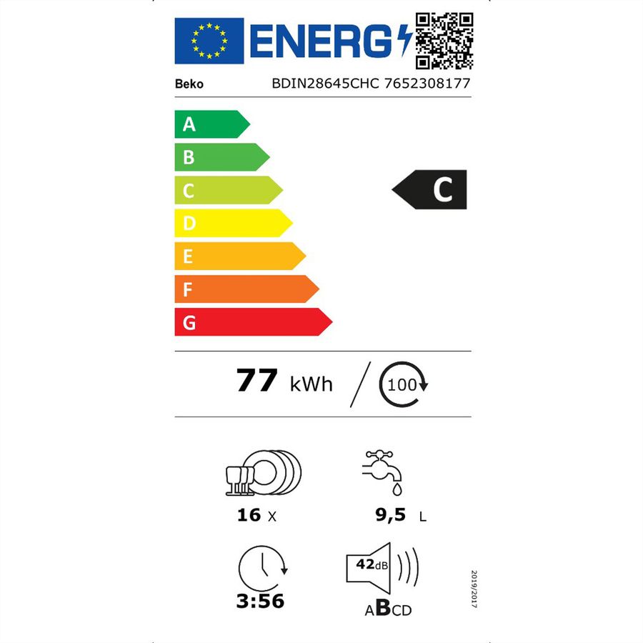 Beko Geschirrspüler BDIN28645CHC 60cm, vollintegriert