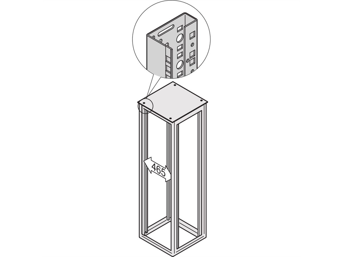 SCHROFF 19"-Winkelprofil mit Universal-Lochung (EIA), AlZn - WINKELPROFIL 19"38HE ALZ(2X)