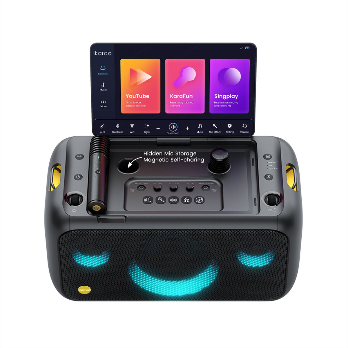 Ikarao Karaokebox Break X1 13" Screen , 2 Mikrofone, 800W max, BT/AUX/USB/SD