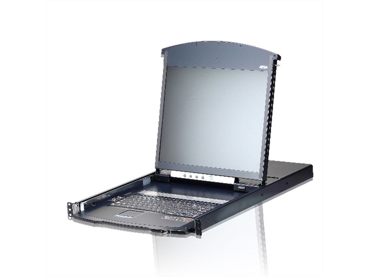 ATEN KL1108VN Commutateur KVM LCD 48cm à 8 ports Multi-Interface Cat 5 sur IP, CH-Layout