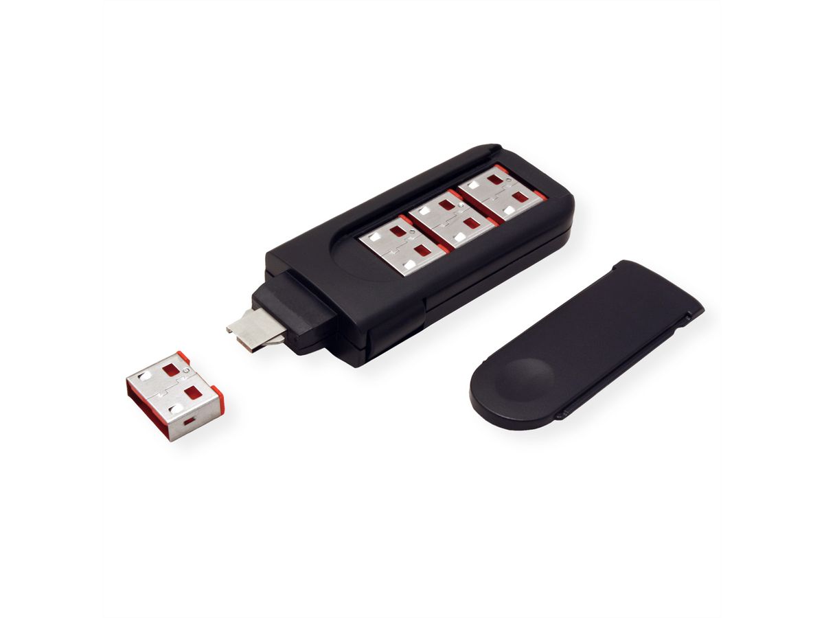 ROLINE USB Typ A Port Blocker, 4x Schloss und 1x Schlüssel