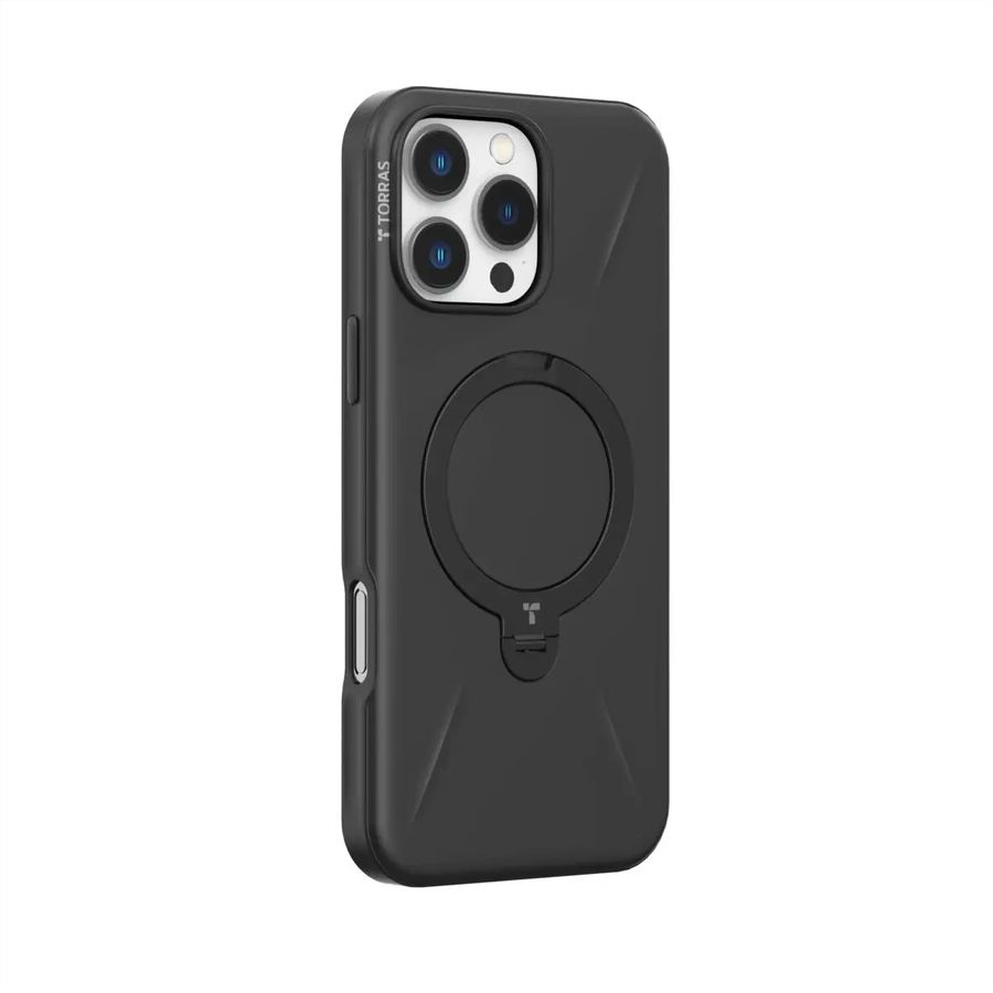 Torras Ostand 360° Spin Fusion Case, iPhone 16 pro Max, MagSafe, noir