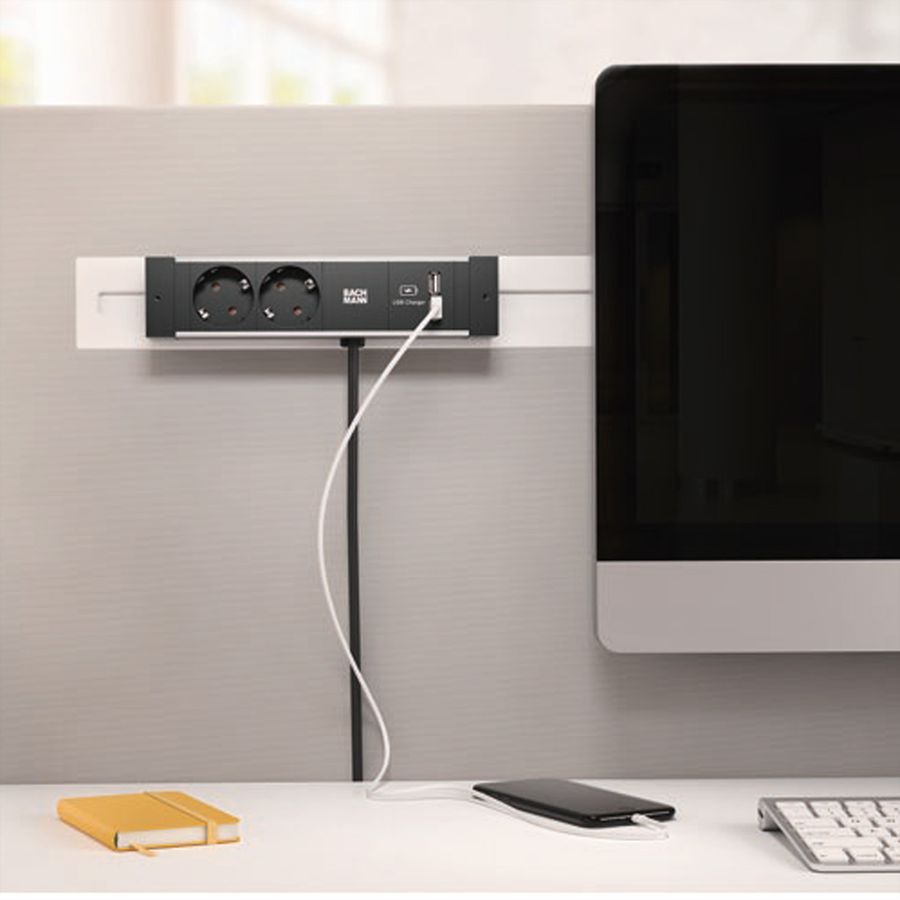 BACHMANN DESK RAIL 2x Schutzkontakt 1x USB Charger