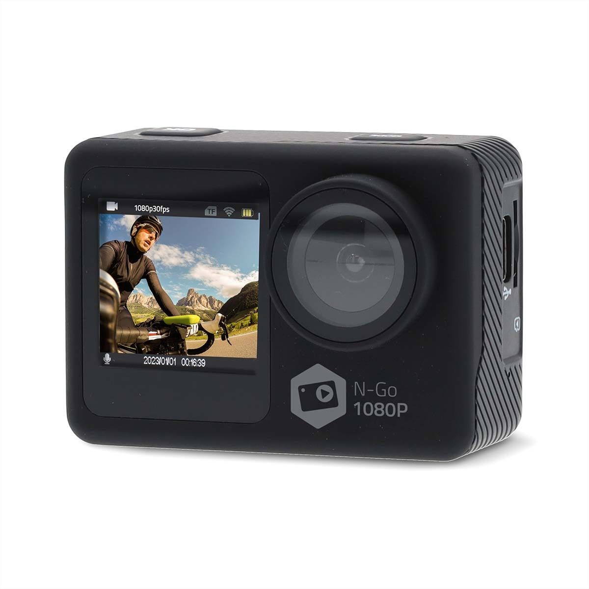 Nedis Action Cam 1080p, Dualscreen, 12Mp. 30fps, Wasserdicht bis 30m