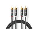 Nedis Stereo-Audiokabel, 2x Cinch, ST/ST, grau, 2 m