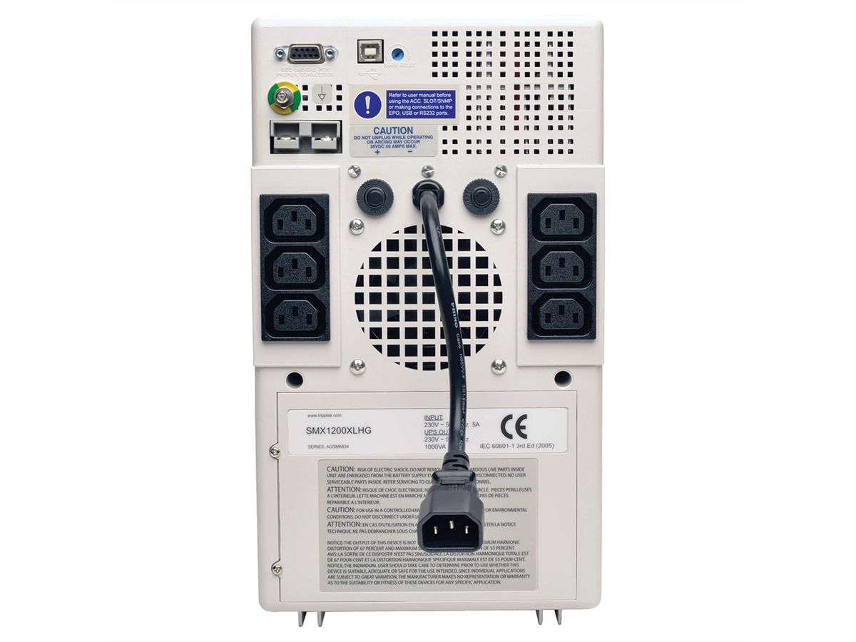 Eaton Tripp Lite Serie SmartPro 230V 1kVA 750W Medical Grade Line-Interactive Tower USV mit 6 Ausgängen, vollständiger Isolierung und längerer Laufzeit