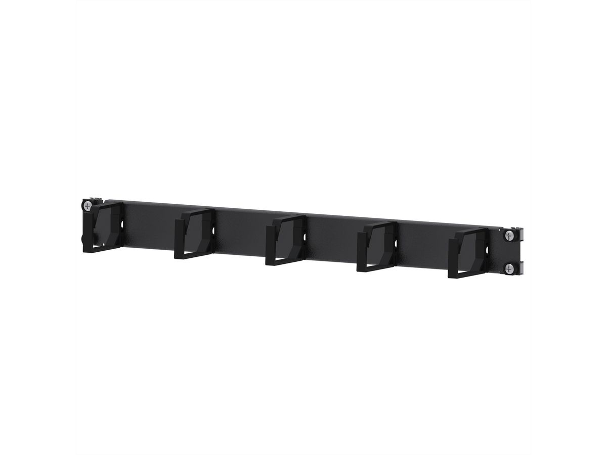 Passe-câbles 19" 1 UH avec 5 arceaux en plastique noir