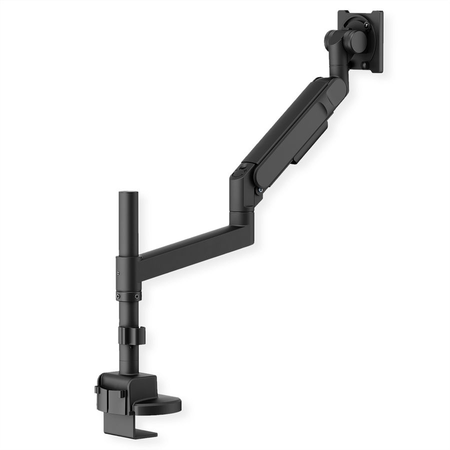 ROLINE LCD-Arm, Trägerstange, 4 Gelenke, Tischmontage, 24-57 Zoll, bis 27 kg, schwarz