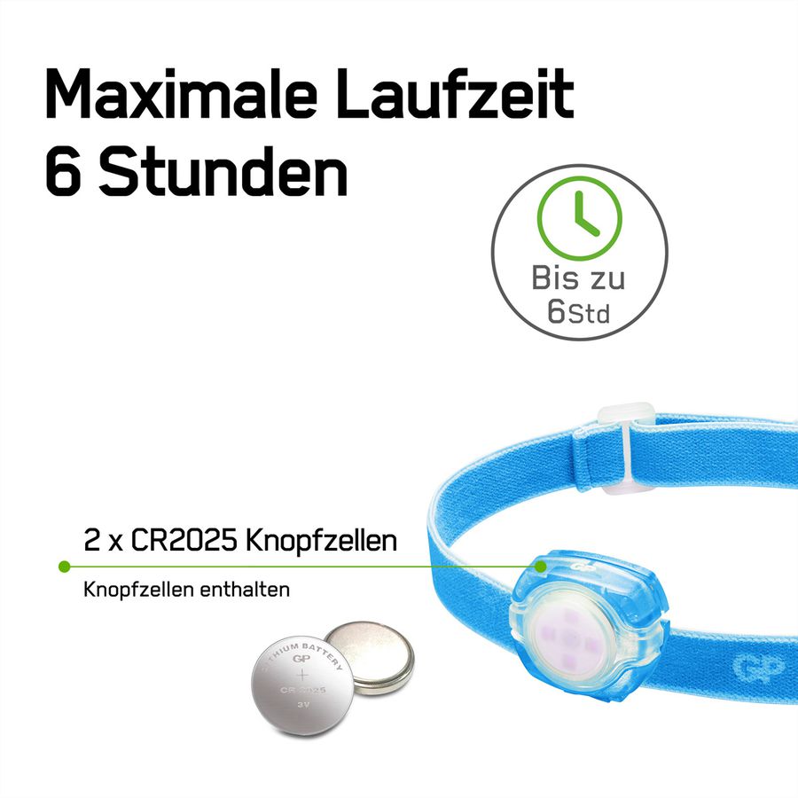 GP Discovery lampe frontale Kids bleu, 40lm