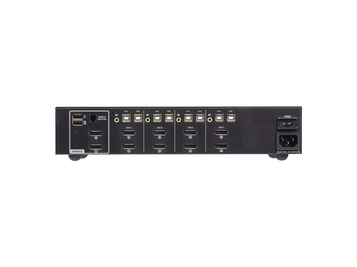 ATEN CS1144DP4C Commutateur KVM sécurisé DisplayPort à 4 ports USB et double affichage avec CAC