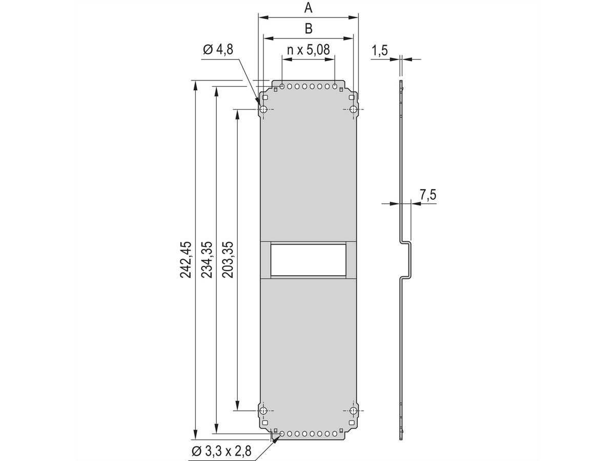 Panneau arrière de l'unité enfichable SCHROFF, uni, 6 U, 10 HP