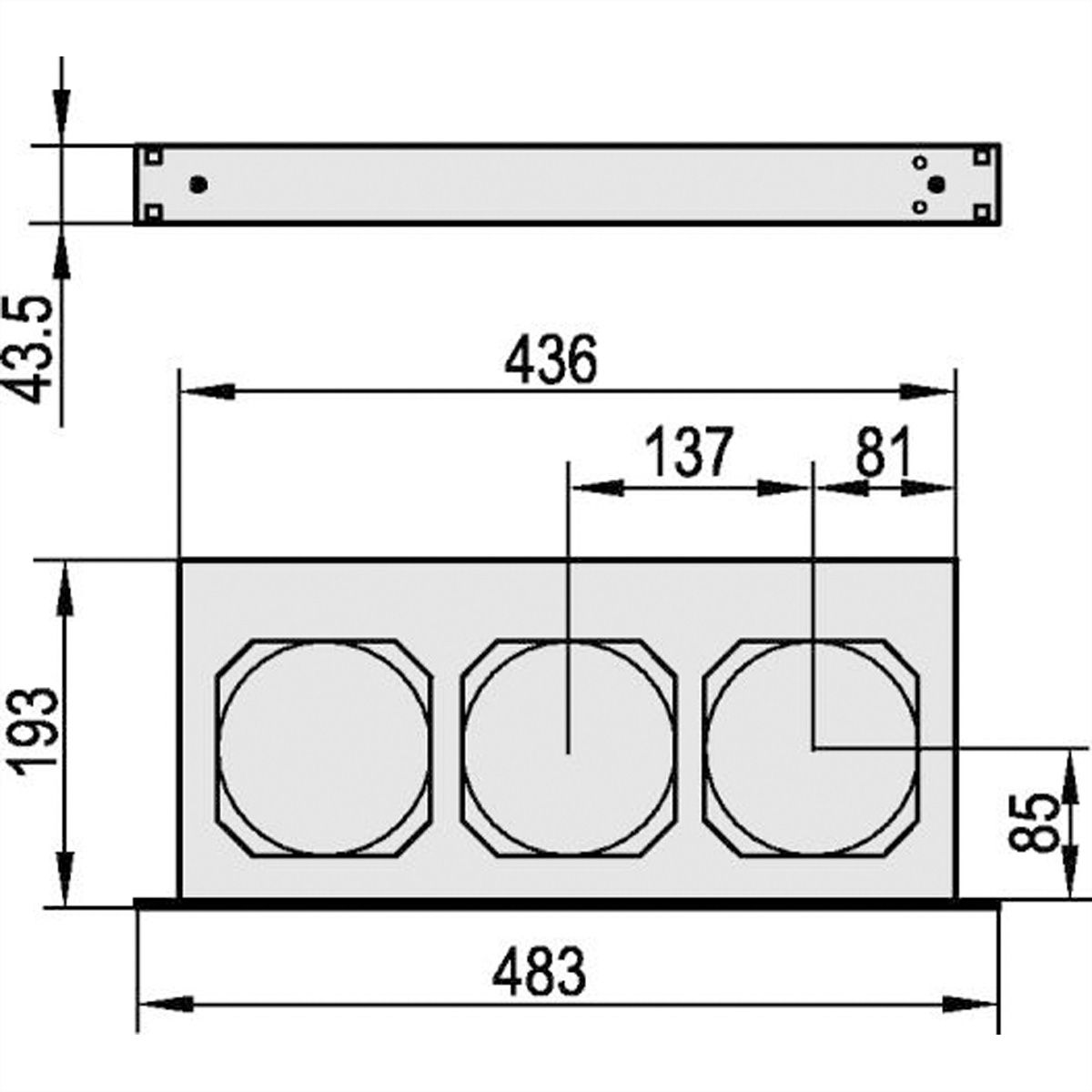 SCHROFF 19" Umlüfter, 3 Ventilatoren, 1 HE - UMLUEFTER 19"O.SCH. 24V