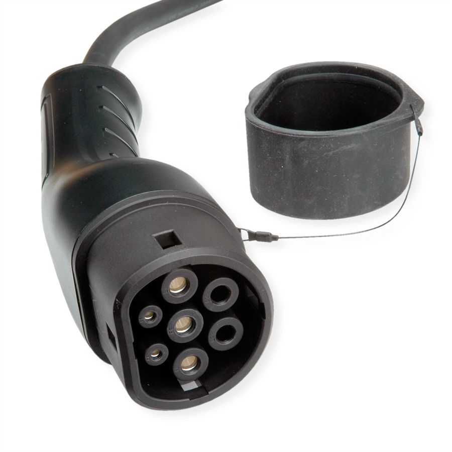 ROLINE E-Auto Spiral-Ladekabel Typ2, 3-phasig, 480VAC (3P+N+E), 16 A, 11 kW, max. 2m
