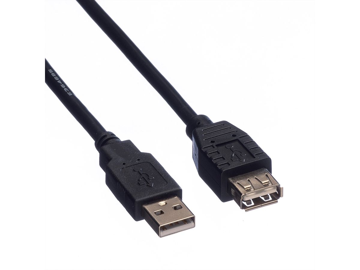 ROLINE Câble USB 2.0 Type A-A, M/F, noir, 1,8 m