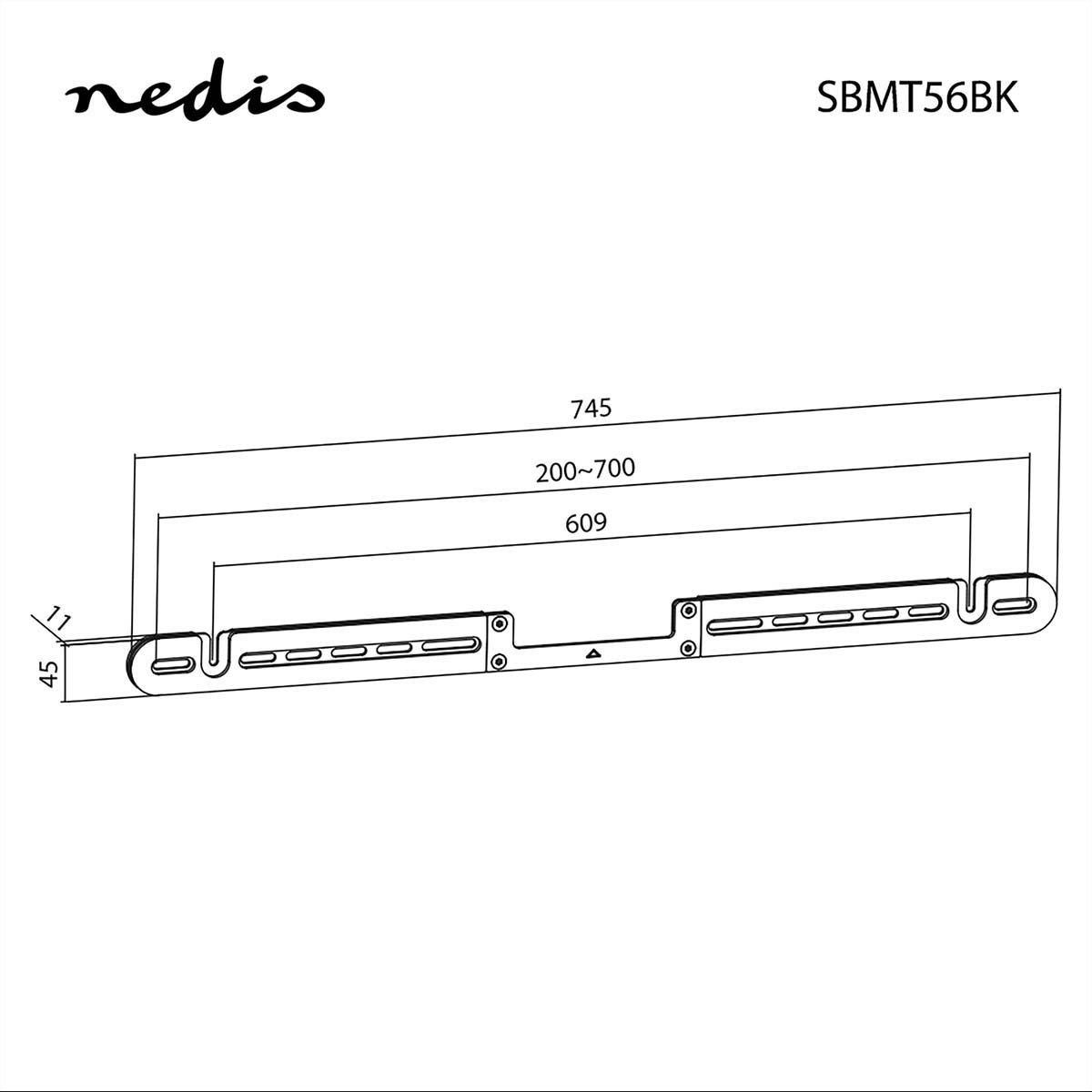 Nedis Soundbar-Wandhalterung für Sonos Arc schwarz, Wand, 10 kg, 11 mm Profil