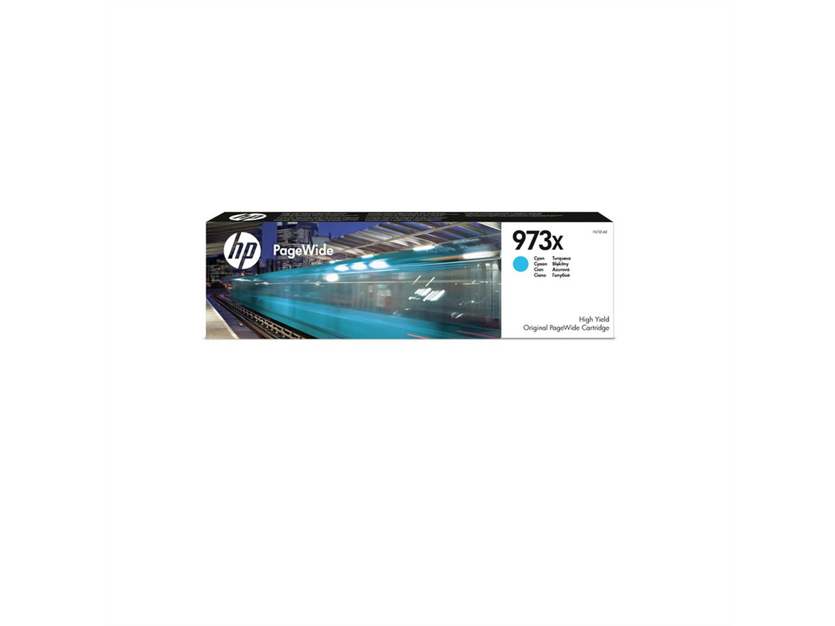 F6T81AE, Nr. 973X, Cartouche, cyan, 7.000 pages pour PageWide MFP P57750, MFP P55250, Pro 452, Pro 477