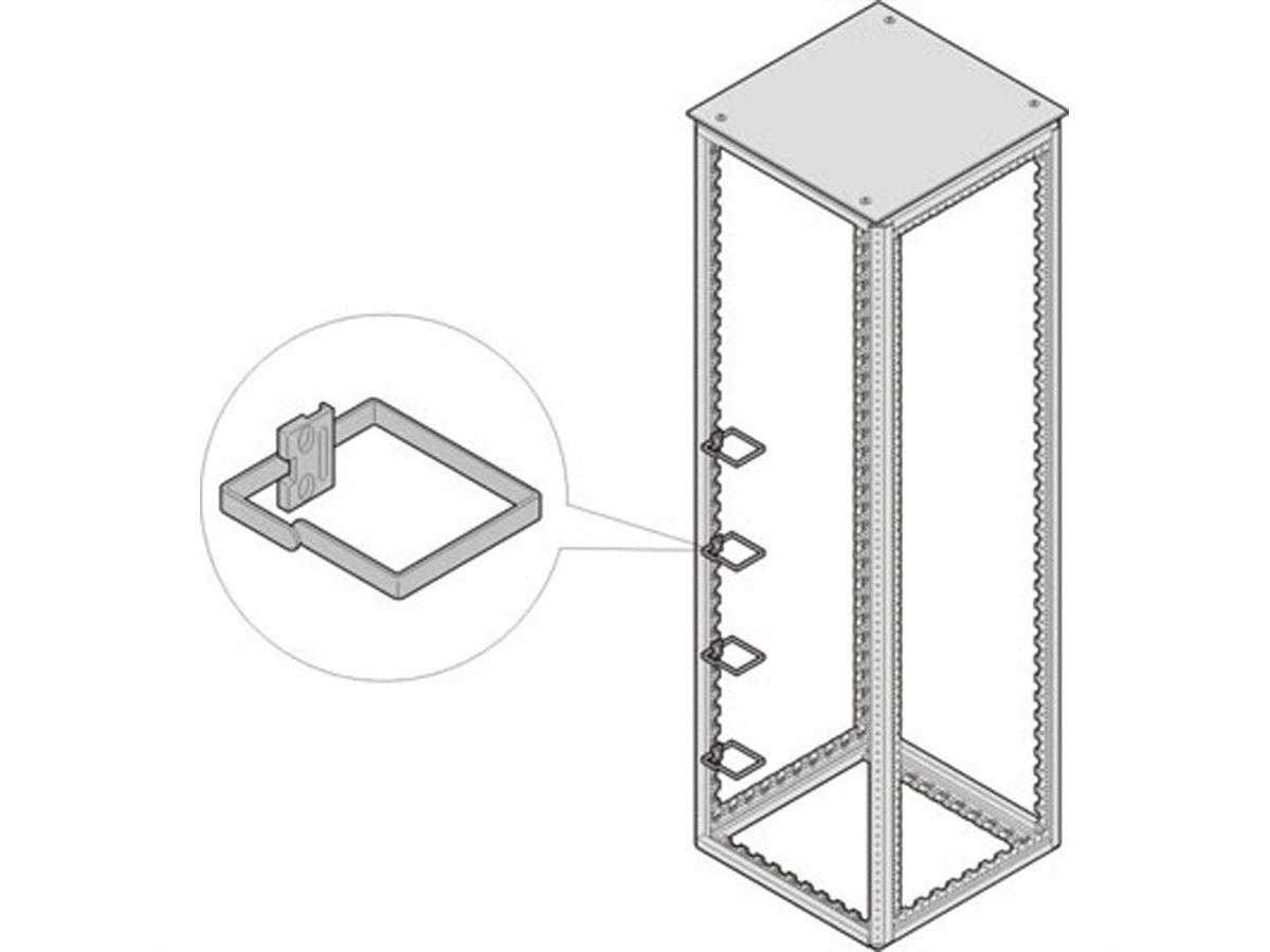 SCHROFF VARISTAR Kabelöse Stahl, 100x100, 4x, an Holm (Schrankbr. 800 mm) o. 19"-Profil