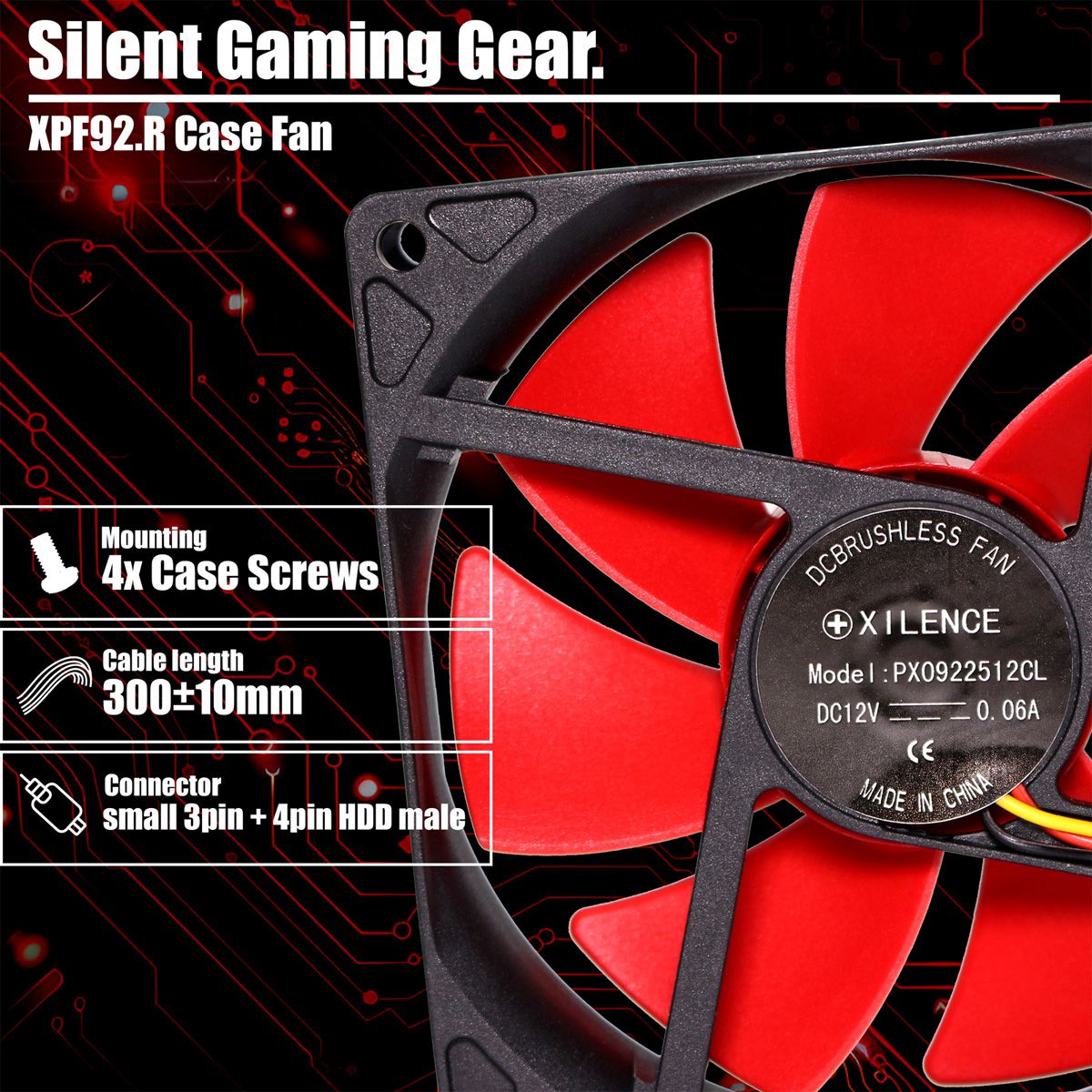 Xilence XPF92.R 92mm Performance Gehäuselüfter, 3PIN