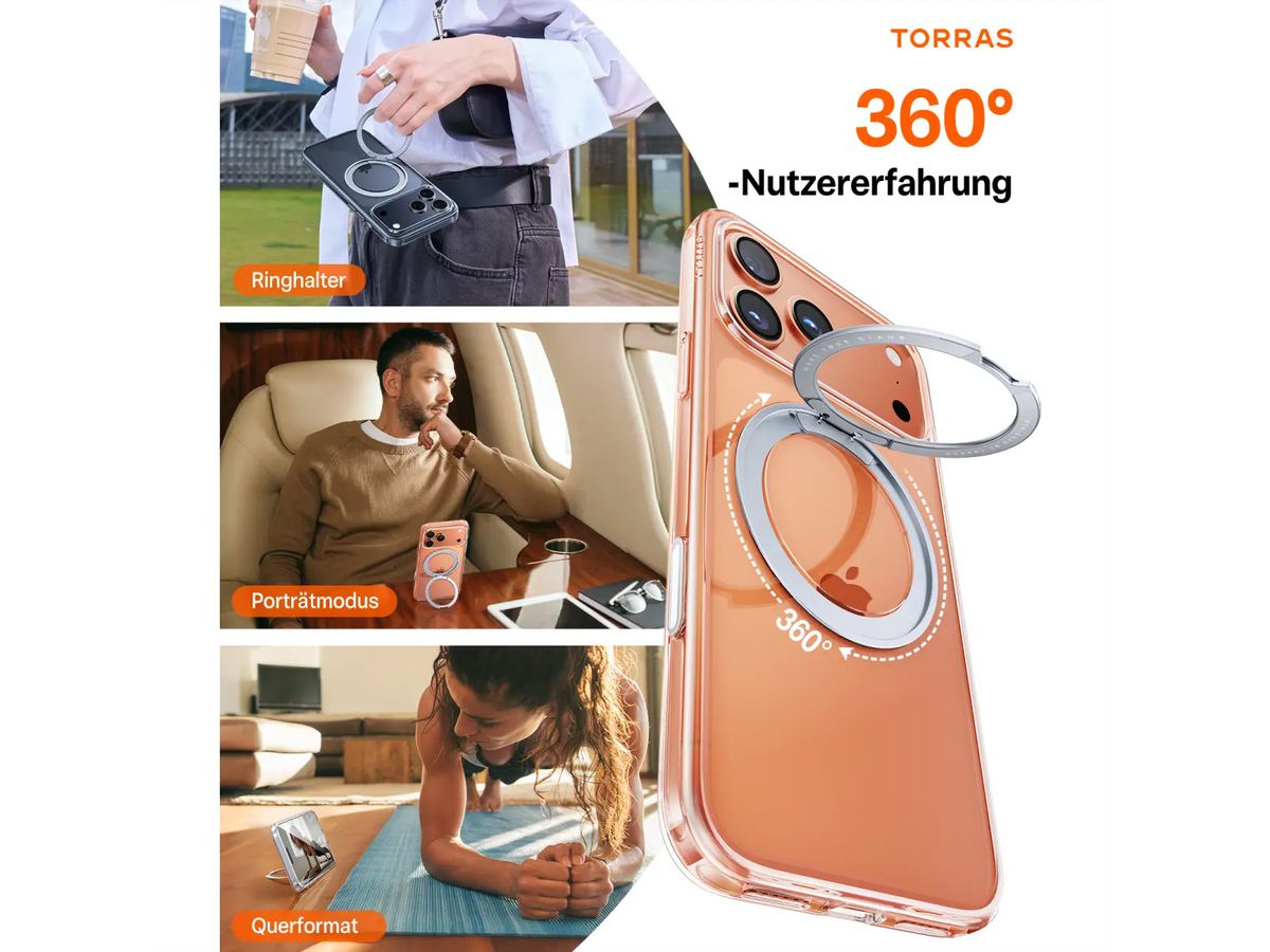 Torras Upro Ostand Schutzhülle, iPhone 17 Pro, MagSafe, transparent