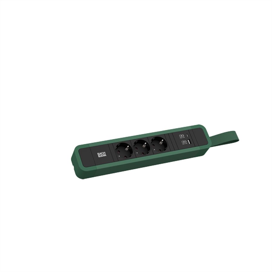 BACHMANN PRIMO 2 3xCEE7/3 1xUSB A/C 22W avec boucle 2m CEE7/7 RAL6028