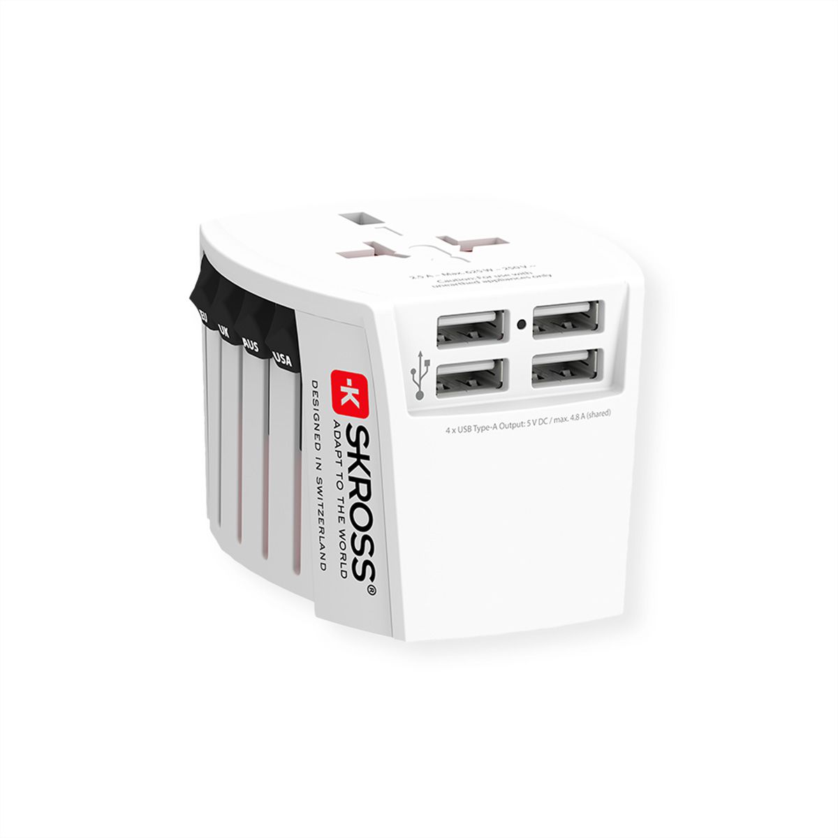 Skross MUV USB 4xA Universal Reiseadapter, Weltweit