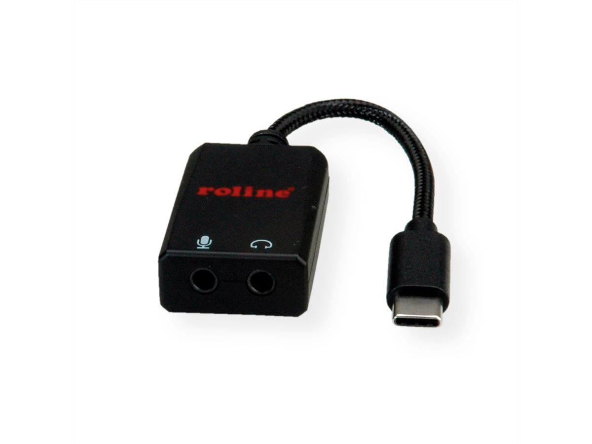 ROLINE Adapter USB Typ C - 2x 3,5mm Audio, ST/BU, 0,13 m