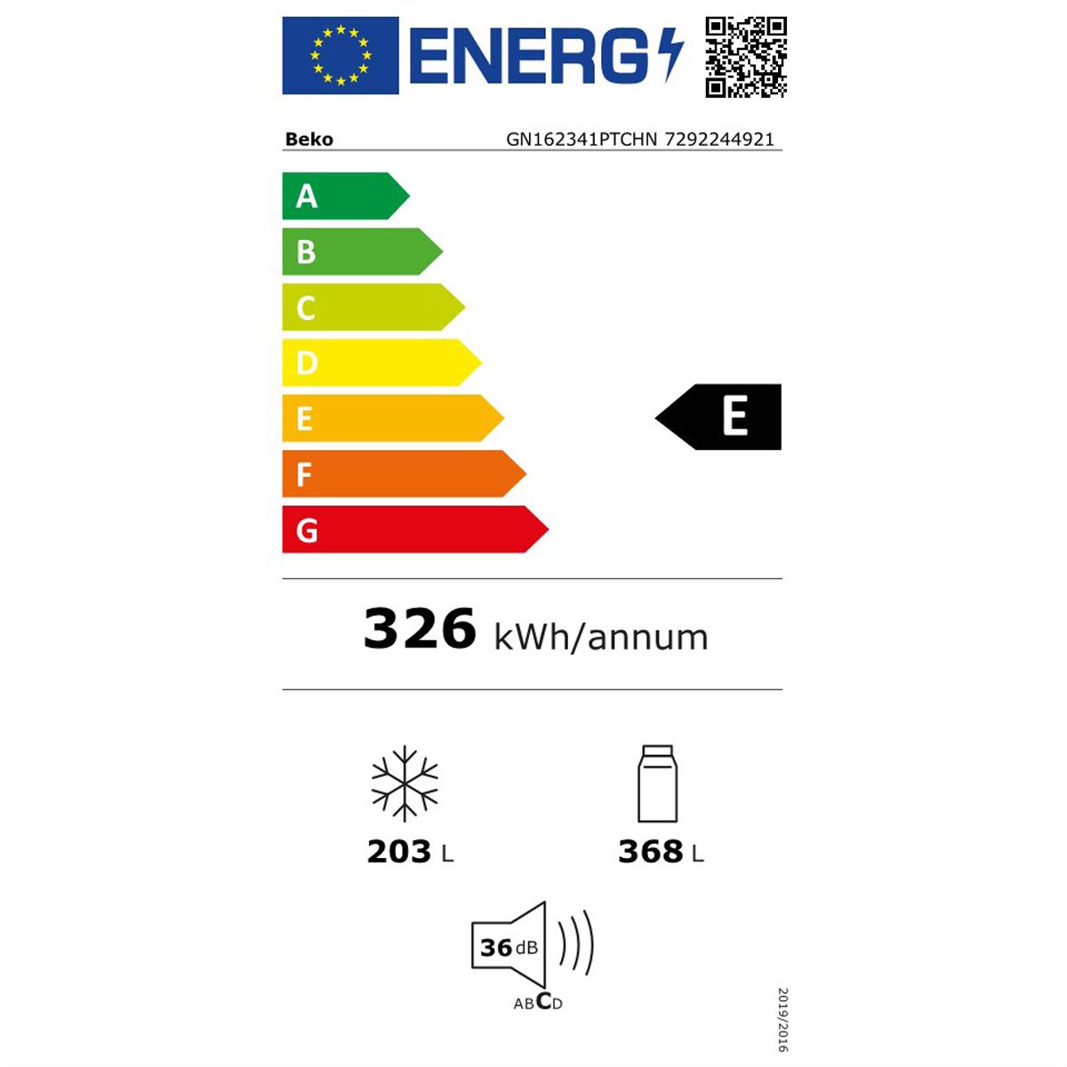 BEKO Side by Side GN162341PTCHN, 525l, No Frost, argent, Distributeur d'eau avec Ice