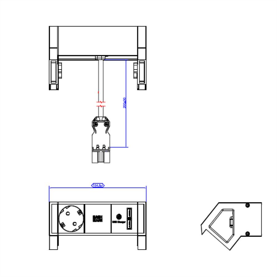 BACHMANN DESK2 1x Schutzkontakt 1x USB-Charger , schwarz