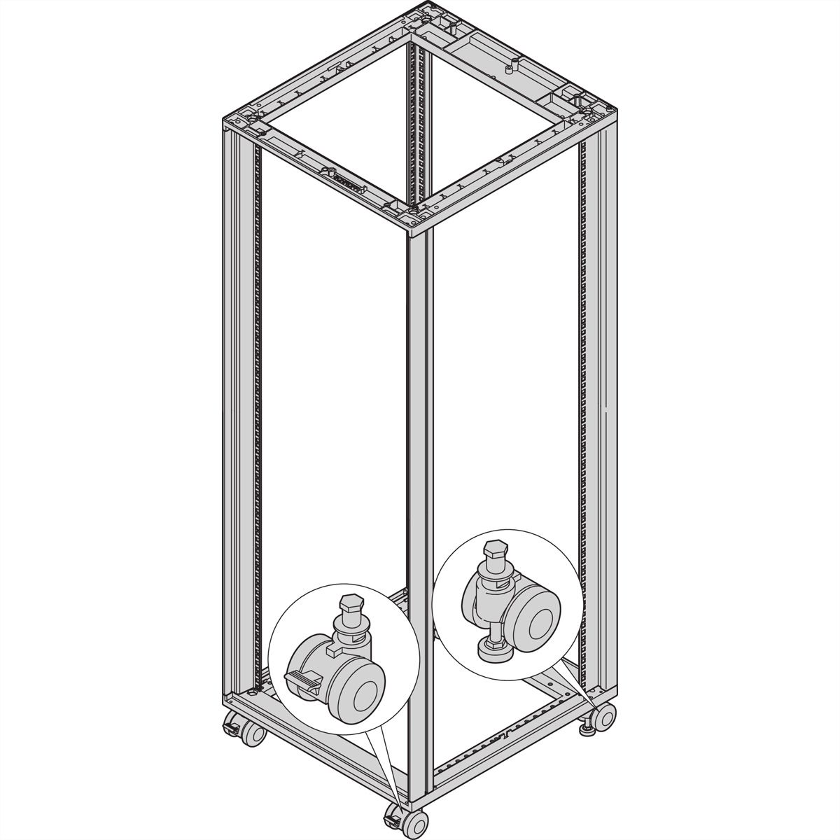 Roulette SCHROFF Novastar, 400 kg, avec pieds réglables