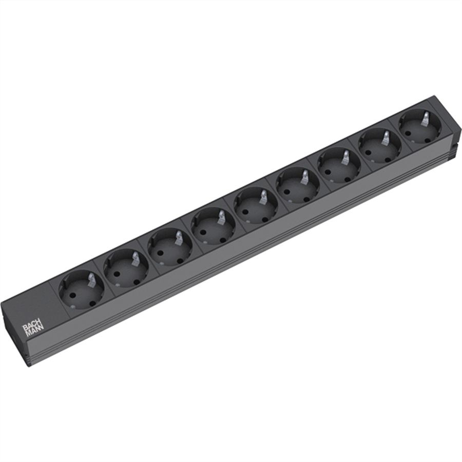 BACHMANN Bâti de prises 19" 9x, sans interrupteur, noir
