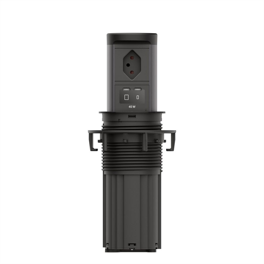 BACHMANN ELEVATOR2 1xCH T13, 1xUSB C/C 45W RAL9005 0,5m ISV
