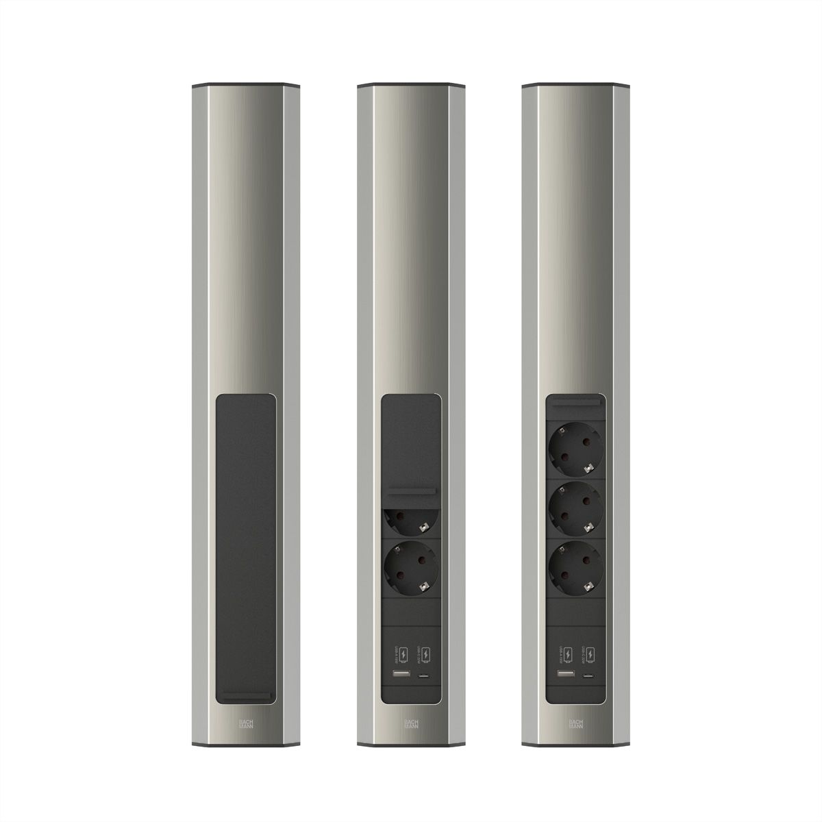 BACHMANN CASIA 2 3xCEE7/3 1xUSB A/C 22W 2,0m AEH aspect inox