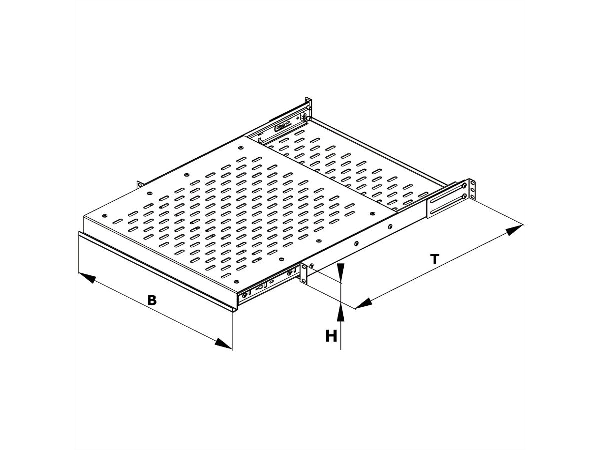 CONTEG Etagère 19" télescopique, 435 x 450 mm, 25kg ( E)