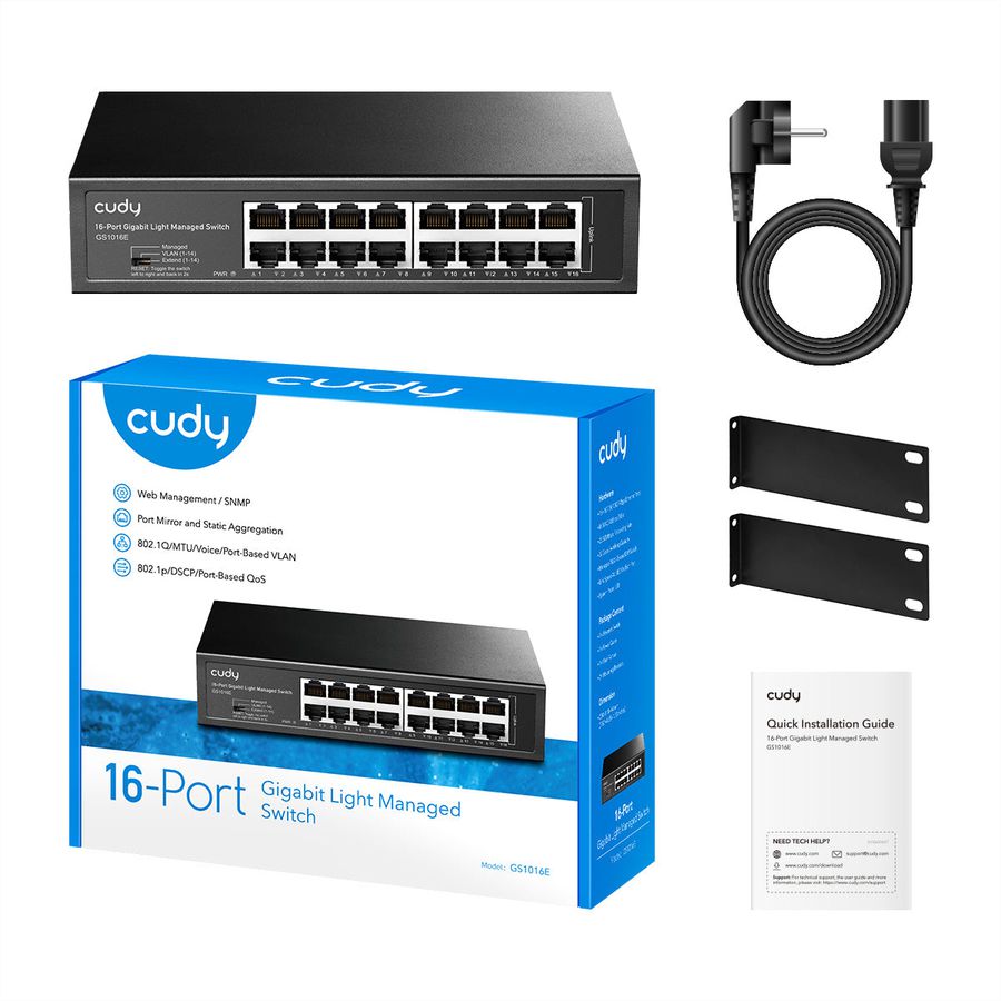 CUDY GS1016E Switch Gigabit Easy-Managed 16 ports