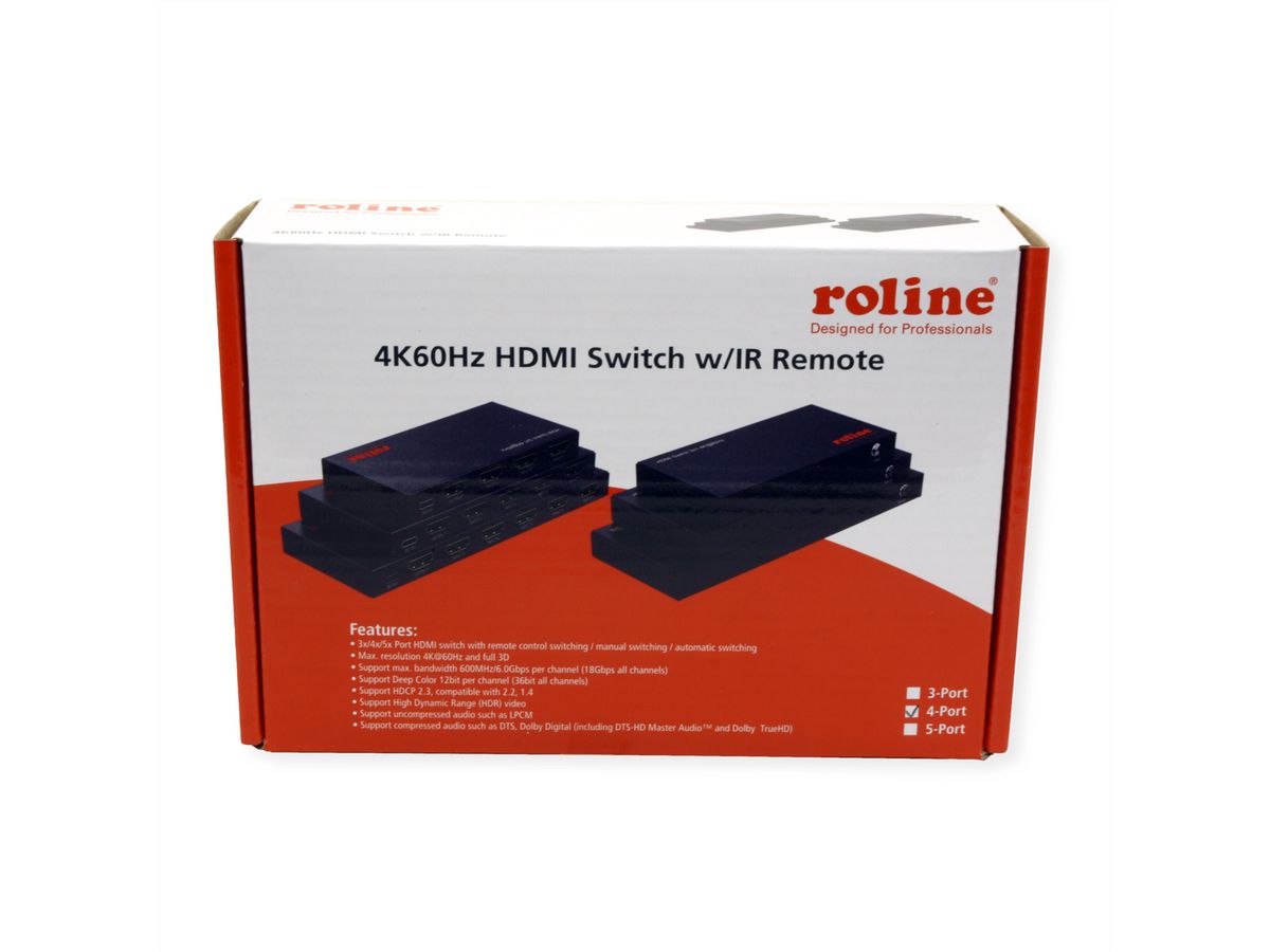 ROLINE 4K HDMI Switch, 4-fach, mit Fernbedienung