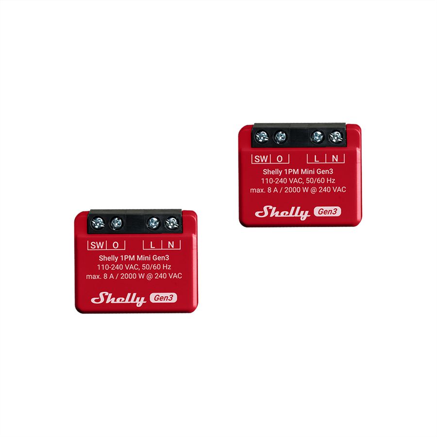 Shelly Acteur de switch 1PM Mini Gen3 (2 pièces)