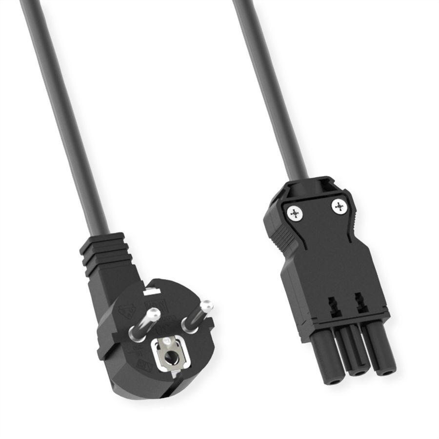 BACHMANN Gerätezuleitung Schutzkontakt/Gerätekupplung GST18-3, halogenfrei, schwarz, 2 m
