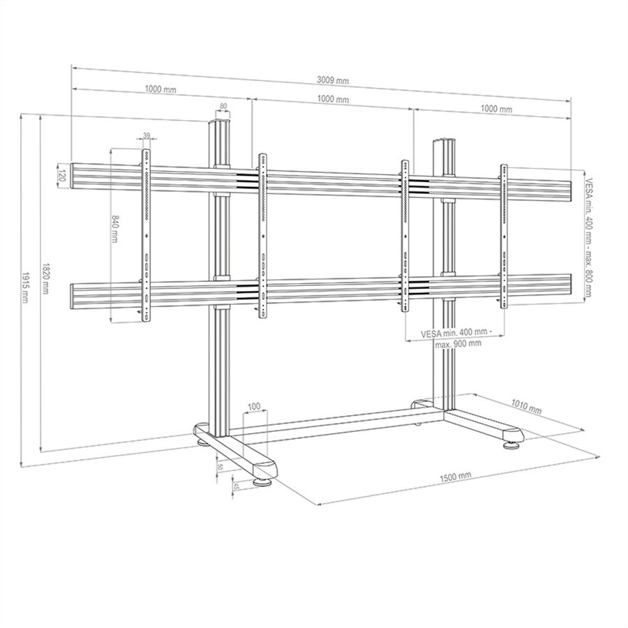 Hagor Système de stand mobile CPS Floorstand 2x 75-86